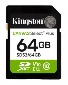 Kingston памет card SD 64GB Canvas Select Plus Gen3 100MB/s