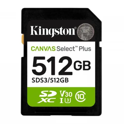 Kingston памет card SD 512GB Canvas Select Plus Gen3 150MB/s