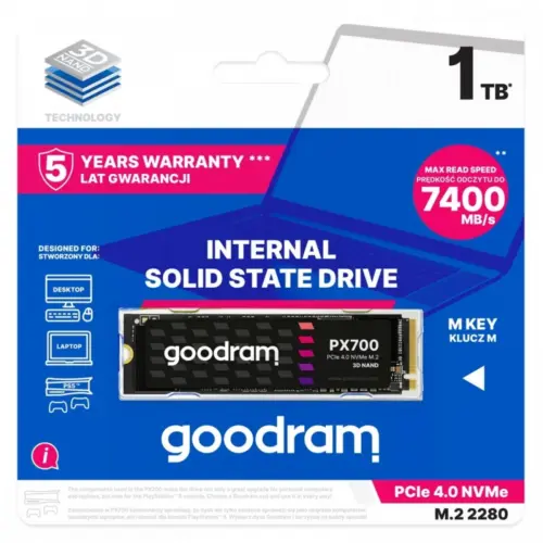 Alternative view of GOODRAM SSD PX700 1TB M.2 PCIe 2280 4x4 7400/6500MB/s