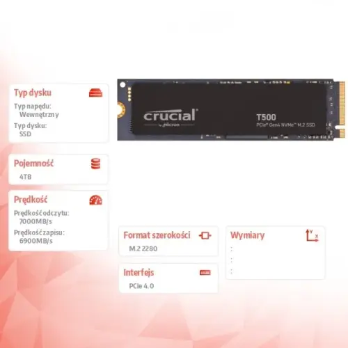 Crucial SSD T500 4TB M.2 NVMe 2280 PCIe 4.0 7000/6900