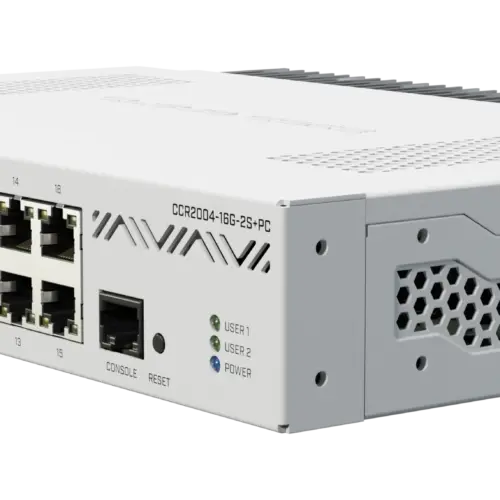 Комутатор MikroTik CCR2004-16G-2S+PC с 16 Gigabit порта и 2 SFP+