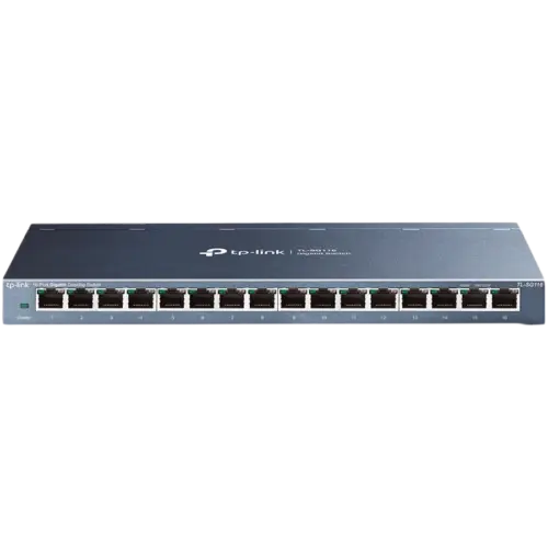 Kомутатор TP-Link TL-SG116P 16-Port Gigabit Desktop Switch with 16-Port PoE+ 802.3at/af 120 W PoE Power Desktop Steel Ca