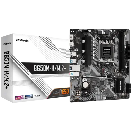 Дънна платка ASROCK B650M-H M.2PLUS AM5 Socket 2x DDR5 5200 Dual Channel RAM PCIe 4.0 x16 3.0 x16 3x M.2 socket 4x SATA