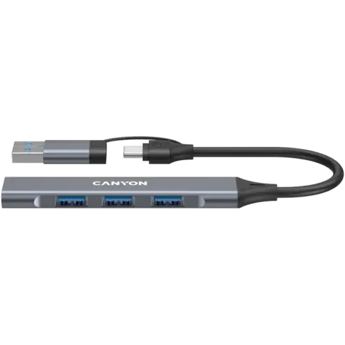 USB хъб CANYON hub DS-02 4in1 USB-A/C Grey