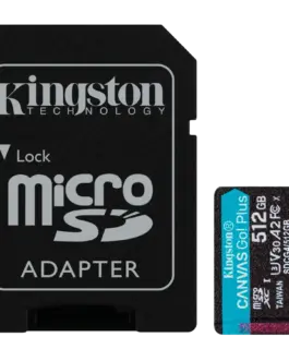 Карта памет Kingston 512GB microSDXC Canvas Go Plus Gen4 200MB/s A2 U3 V30 Card + Adapter