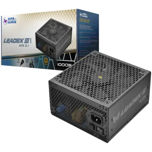 Захранване за компютър Super Flower Leadex III Gold 1000W ATX 3.1 80 Plus Gold Fully Modular Flat Black Cables 140mm Fan