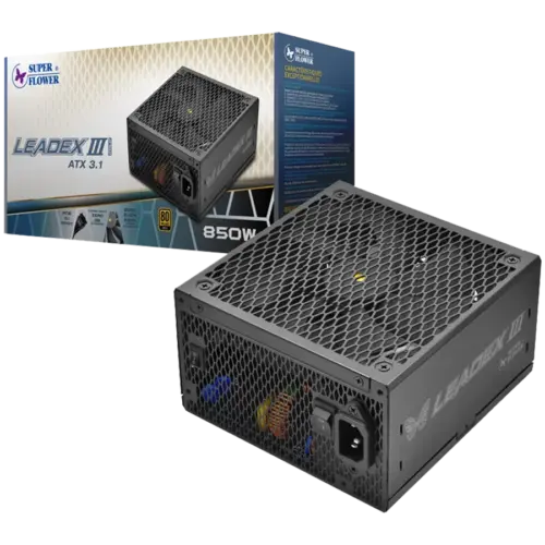Захранване за компютър Super Flower Leadex III Gold 850W ATX 3.1 80 Plus Gold Fully Modular Flat Black Cables 140mm Fan