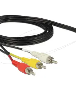 Кабел Delock стерео жак 3.5 mm 4 pin male angled > 3 x RCA male 1.5 m