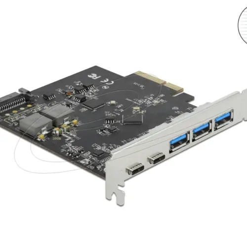 Мрежова карта Delock PCI Express x4 Card to 2 x USB Type-C + 3 x USB Type-A - SuperSpeed USB 10