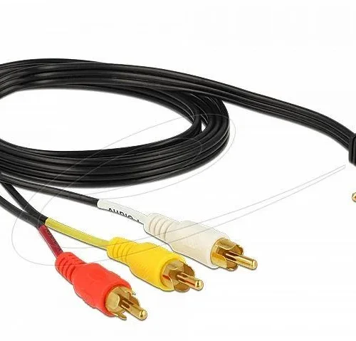 Delock Кабел стерео жак 3.5 мм 4 пинов мъжки ъглов > 3 x RCA мъжки 1.5