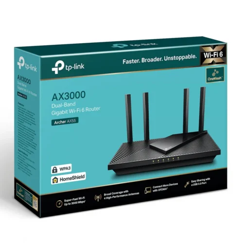 Alternative view of 2-лентов Gigabit Wi-Fi 6 рутер TP-Link Archer AX55 AX3000