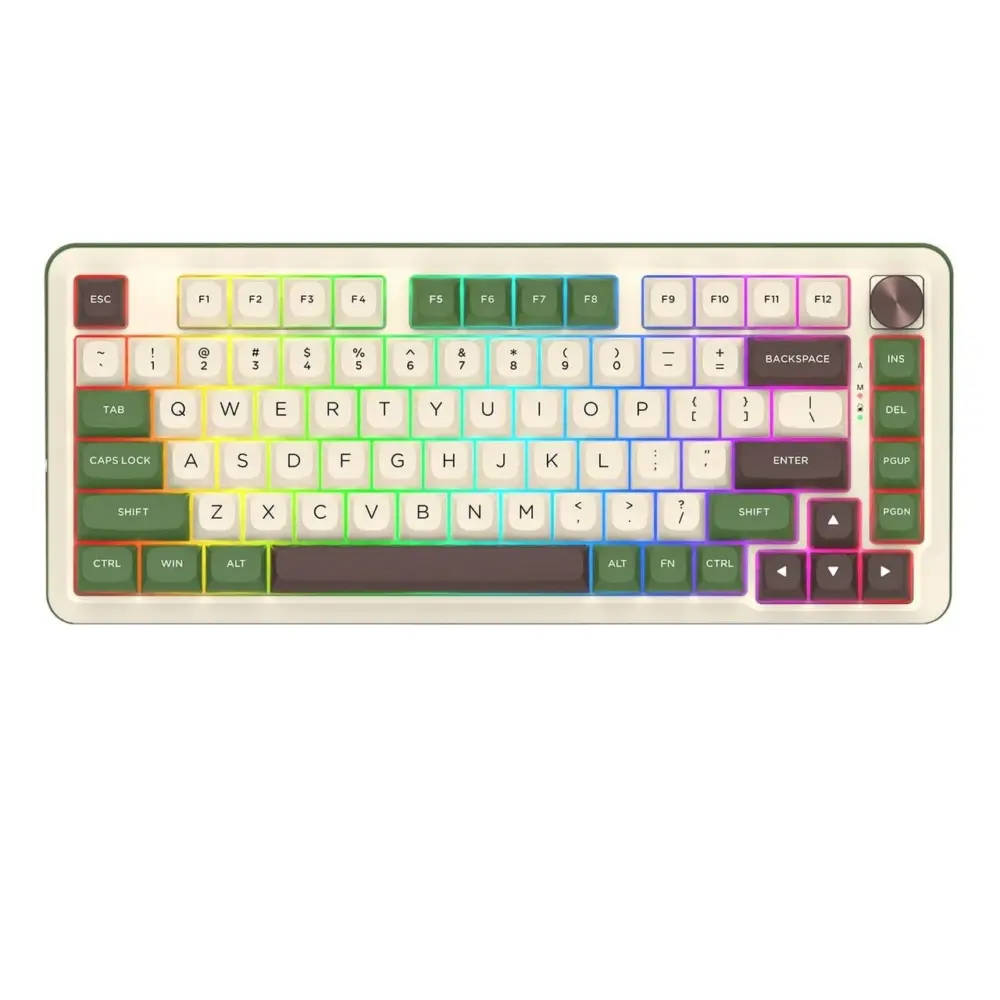 Геймърска механична клавиатура Redragon Cyrus Pro K681CGC-RGB-PRO с Bluetooth и безжична връзка бяла със зелено и RGB