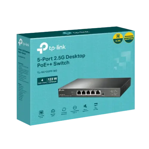 Комутатор TP-Link TL-SG105PP-M2 5-портов 2.5G настолен с 4-порта