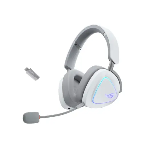 Геймърски безжични слушалки ASUS ROG Delta II White - USB-C Aura Sync RGB