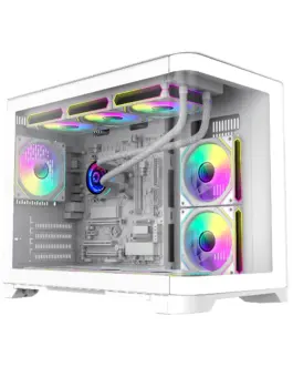 Gamemax кутия Case mATX - HYPE-M White - 3 x 120 mm Addressable RGB fans