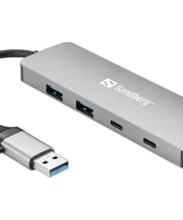 ХЪБ SANDBERG USB-C/A to 2xUSB-A+2xUSB-C - Grey - PN 136-64