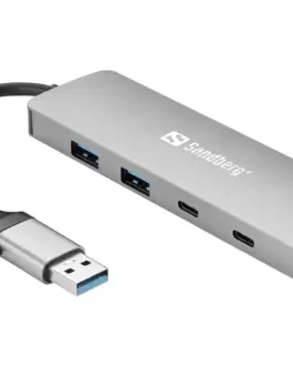 ХЪБ SANDBERG USB-C/A to 2xUSB-A+2xUSB-C - Grey - PN 136-64