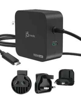 j5create JUP25102V Зарядно 220V-  GaN 102W  USB-C 2порта- за лаптопи таблети