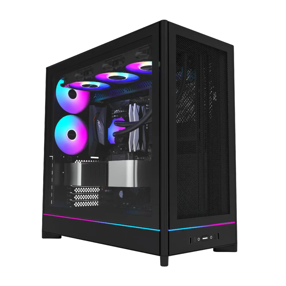 Montech кутия Case ATX - HS01 PRO (W) - 5 x 120 mm ARGB Fans USB-C Black