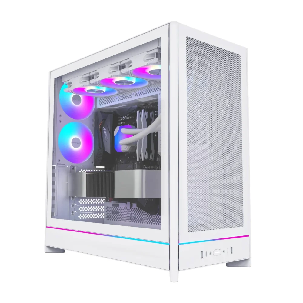 Montech кутия Case ATX - HS01 PRO (W) - 5 x 120 mm ARGB Fans USB-C White