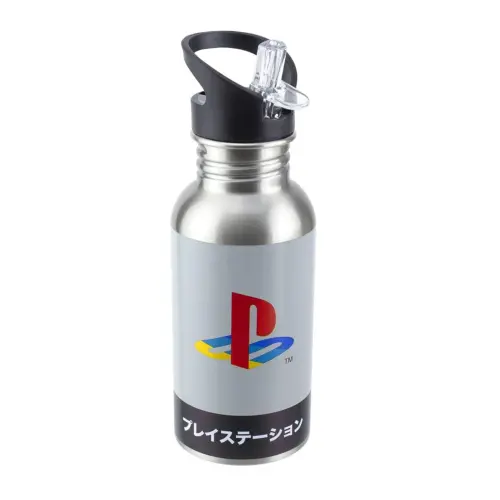 Бутилка за вода Paladone : PlayStation - Heritage Metal Water Bottle with Straw -
