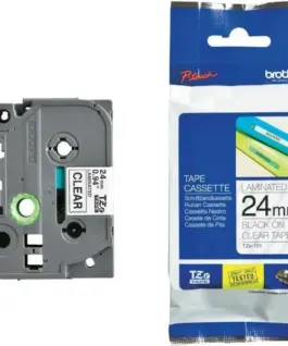 ЛЕНТА ЗА ЕТИКЕТНИ ПРИНТЕРИ BROTHER ТИП TZ - 24 mm x 800 m - BLACK ON CLEAR TAPE - PN TZE-151