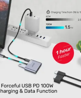 Unitek докинг станция Docking Station Type-C 4-in-1 – uHUB Q4+ Lite D1049A – USB-C PD100W x 1