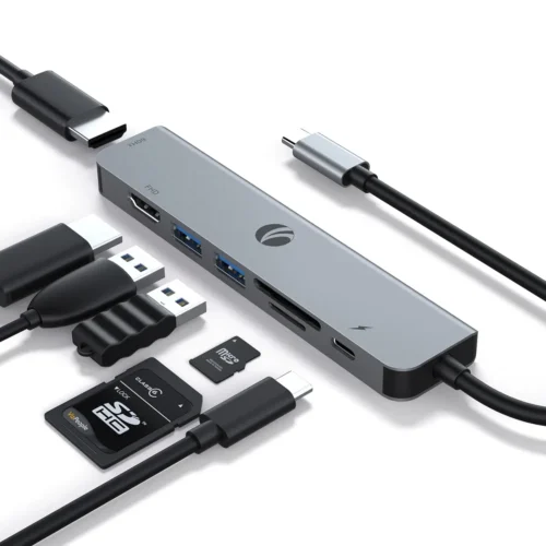 VCom докинг станция Docking Station Type-C 7-in-1 - CUE39 - PD3.0 100W HDMI x 2 USB3.0 x 2 SD