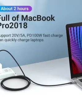 Vention Кабел USB 2.0 Type-C to Type-C – 1.0M Black 5A Fast Charge –