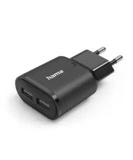 Зарядно HAMA 220V 2 x USB-A 12W Черен