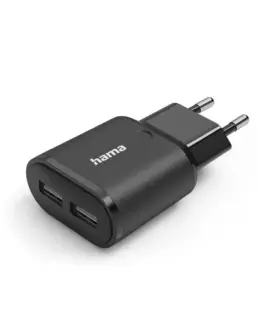 Зарядно HAMA 220V 2 x USB-A 12W Черен