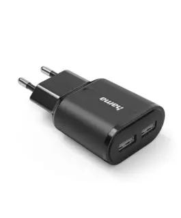 Alternative view of Зарядно HAMA 220V, 2 x USB-A, 12W, Черен