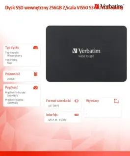 Verbatim SSD Internal 256GB 2,5inch. VI550 S3