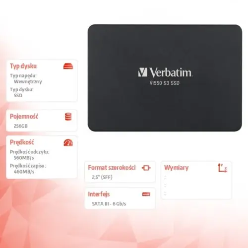 Verbatim SSD Internal 256GB 2,5inch. VI550 S3