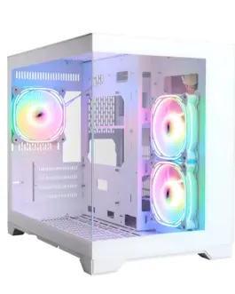 Alternative view of 1stPlayer кутия Case mATX - MV6-TP White - 3 fans included