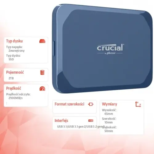 Alternative view of Crucial SSD X10 2TB USB-C 2100MB/s