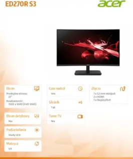 Alternative view of Acer Monitor 27 inches Nitro ED270R S3 BMIIPX CURVED/180Hz/1ms