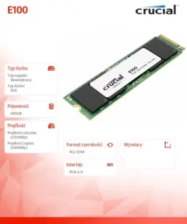 Crucial SSD E100 480GB M.2 NVMe 2280 PCIe 4.0 4700/2500 MB/s