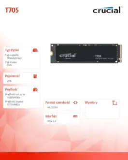 Alternative view of Crucial T705 2TB M.2 NVMe 2280 PCIe 5.0 14500/12700