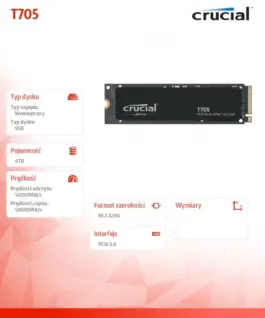 Alternative view of Crucial T705 4TB M.2 NVMe 2280 PCIe 5.0 14100/12600