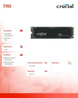 Alternative view of Crucial T705 4TB M.2 NVMe 2280 PCIe 5.0 14100/12600