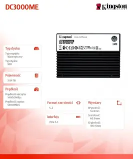Alternative view of Kingston SSD диск DC3000ME 3,84TB PCIe 5.0 NVMe U.2
