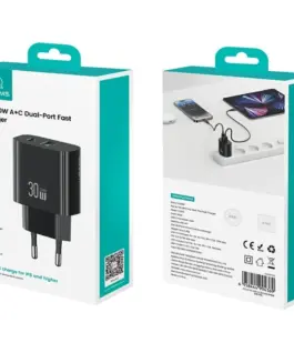 Alternative view of USAMS зарядно 30W 1xUSB-C 1xUSB-A Fast Charging