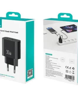 Alternative view of USAMS зарядно 30W 1xUSB-C 1xUSB-A Fast Charging