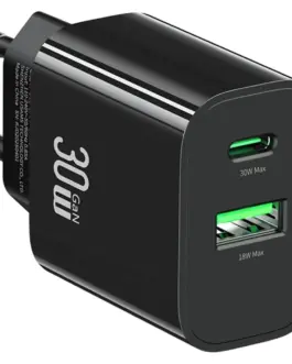 USAMS зарядно 30W 1xUSB-C 1xUSB-A Fast Charging