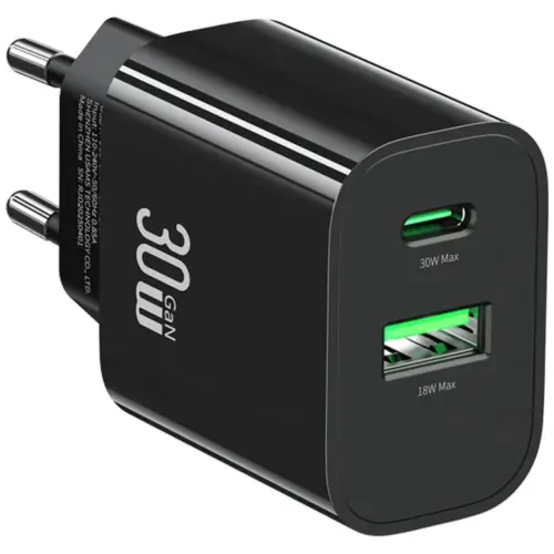 USAMS зарядно 30W 1xUSB-C 1xUSB-A Fast Charging
