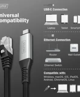 Digitus USB-C – RJ45 кабел AK-300601-100-S