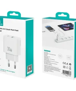 Alternative view of USAMS зарядно 30W 1xUSB-C 1xUSB-A Fast charging w