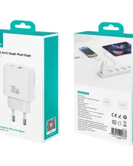 Alternative view of USAMS зарядно 30W 1xUSB-C 1xUSB-A Fast charging w