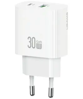 USAMS зарядно 30W 1xUSB-C 1xUSB-A Fast charging w